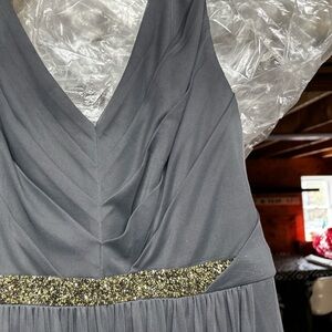 Sophisticated Charcoal Dress with Gold Detail